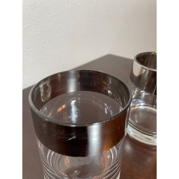 Vintage Old Fashioned Glasses - Silver Rim (pair) - Picture 3 of 5